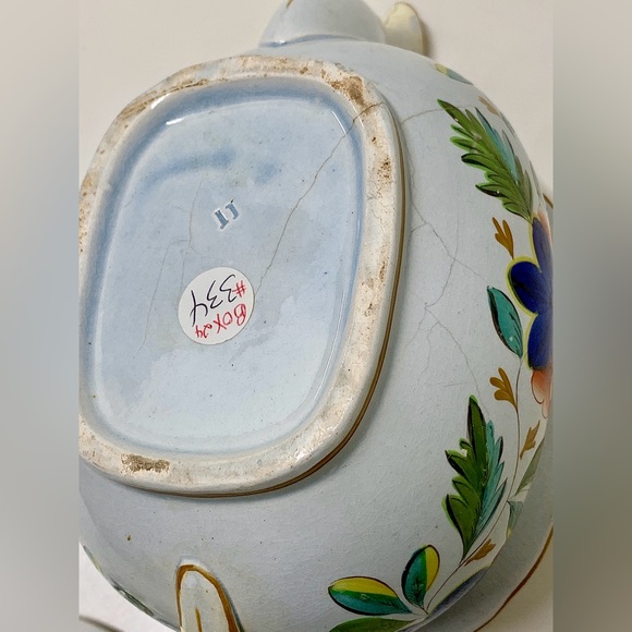 19th Century Antique Gaudy Dutch Grape Pattern Hand Painted Teapot - Picture 13 of 16